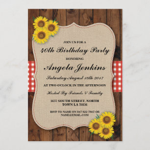 Fête d'anniversaire 40e Invitation de Sunflower Wo