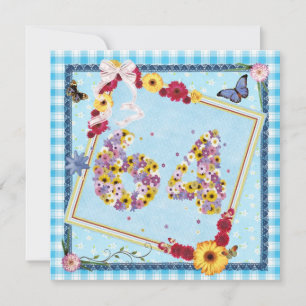 Fête d'anniversaire 64e Invitation fleurs, papillo