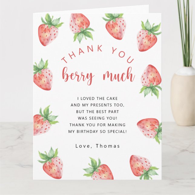 Fête d'anniversaire aux fraises merci beaucoup (Devant)