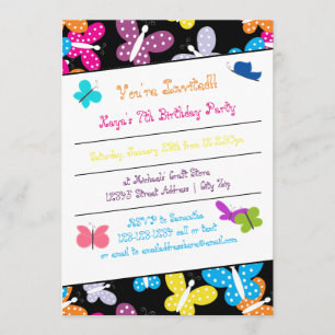 Fête d'anniversaire aux papillons - Invitation