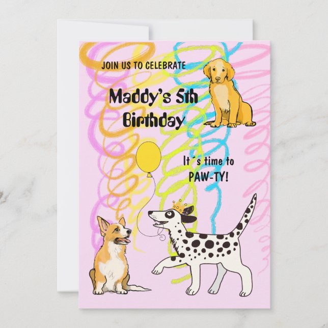 Fête d'anniversaire avec DOGGY AMIS Invitation (Devant)
