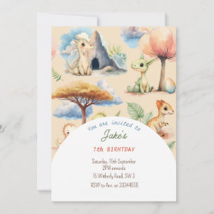 Fête d'anniversaire avec invitation de dinosaures 