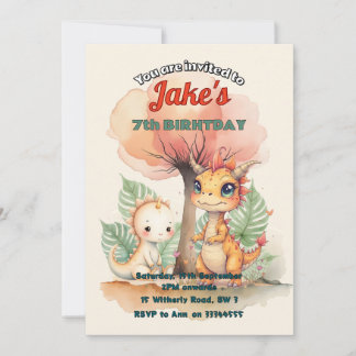 Fête d'anniversaire avec invitation de dinosaures 