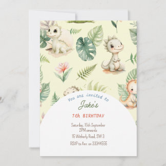 Fête d'anniversaire avec invitation de dinosaures 