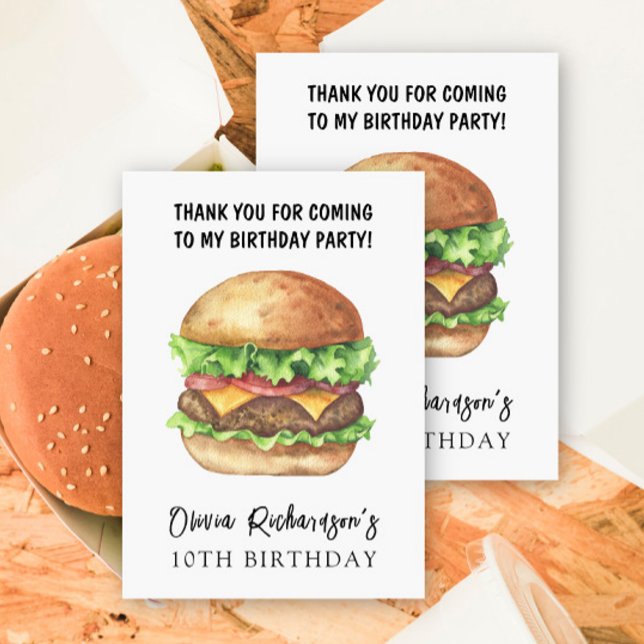 Fête d'anniversaire Burger Party Merci aquarelle (Créateur téléchargé)