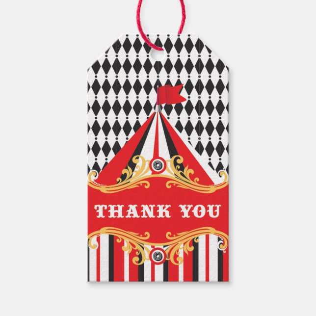Fête d'anniversaire Circus - étiquettes cadeaux, m (Devant)