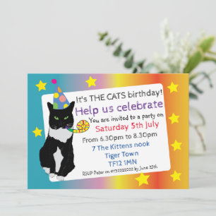 Fête d'anniversaire de chats invitation amusante f