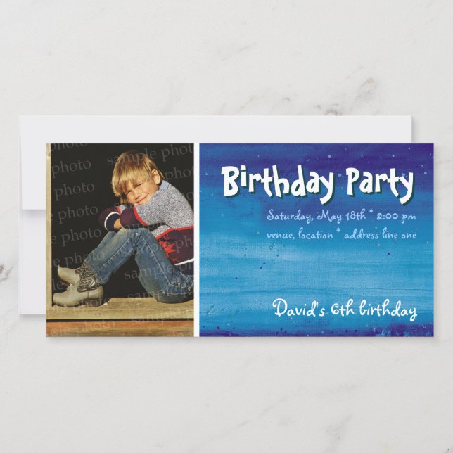 Fête d'anniversaire de David | Invitation photo (Devant)