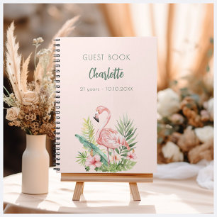 Fête d'anniversaire de flamand rose livre d'or
