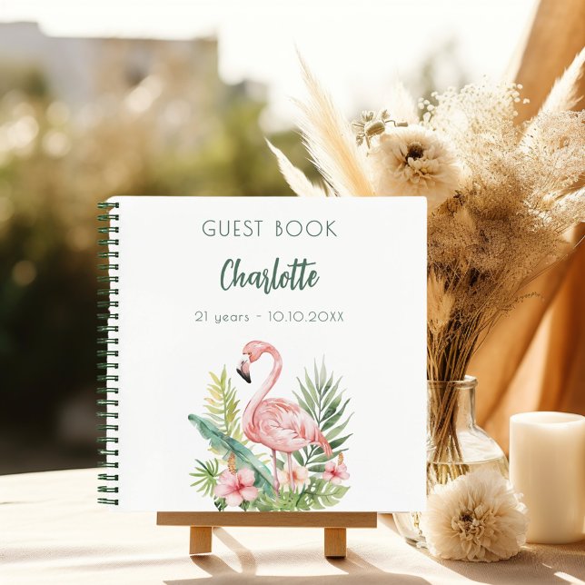 Fête d'anniversaire de flamand rose livre d'or (Créateur téléchargé)