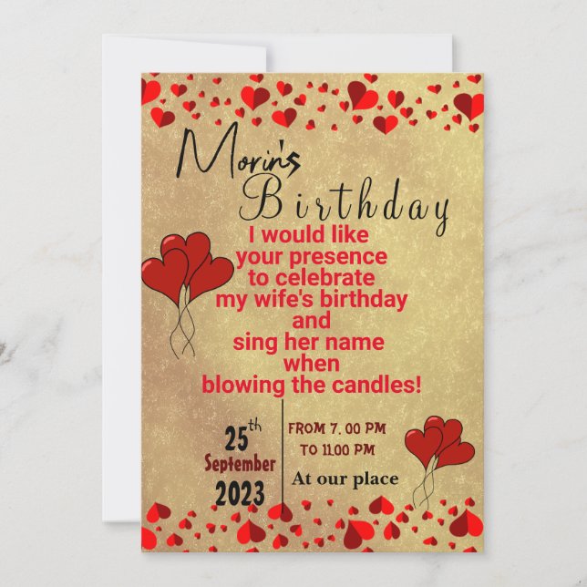 Fête d'anniversaire de la femme Invitation (Devant)