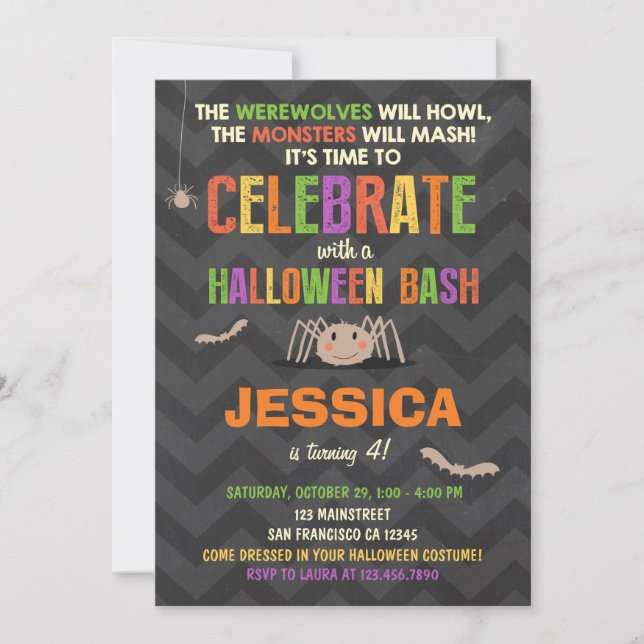 Fête d'anniversaire d'Halloween Invitation Costume (Devant)