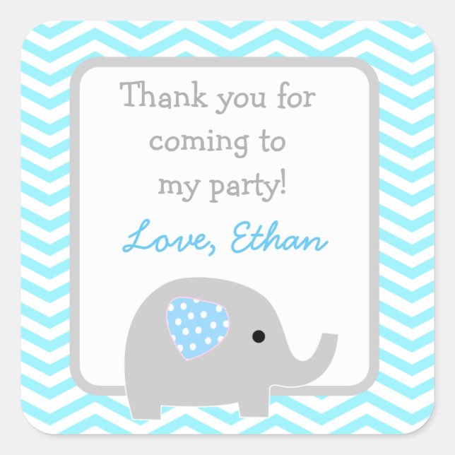 Fête d'anniversaire éléphant faveur autocollants (Devant)
