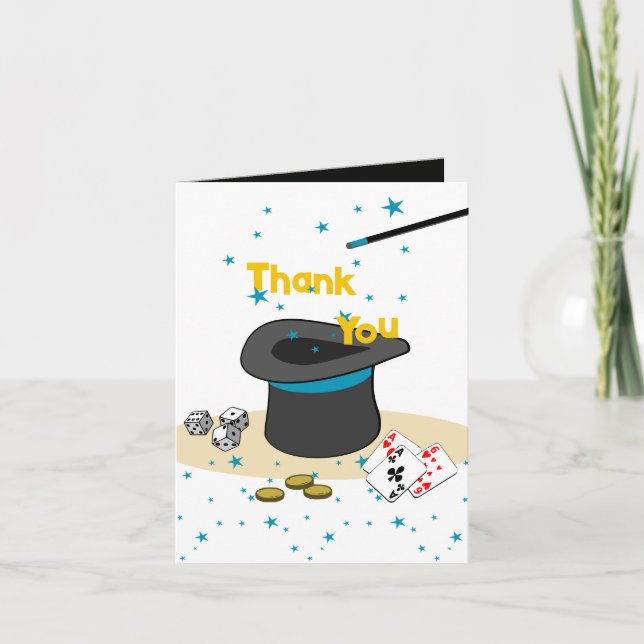Fête d'anniversaire magique plié Carte de remercie (Devant)