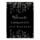 fête d'anniversaire noir argent étoiles bienvenue