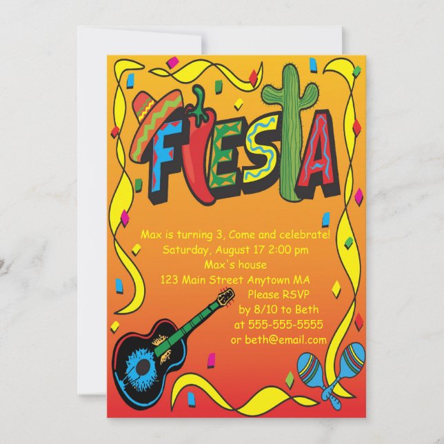 Fête d'anniversaire ou invitation de fête (Devant)