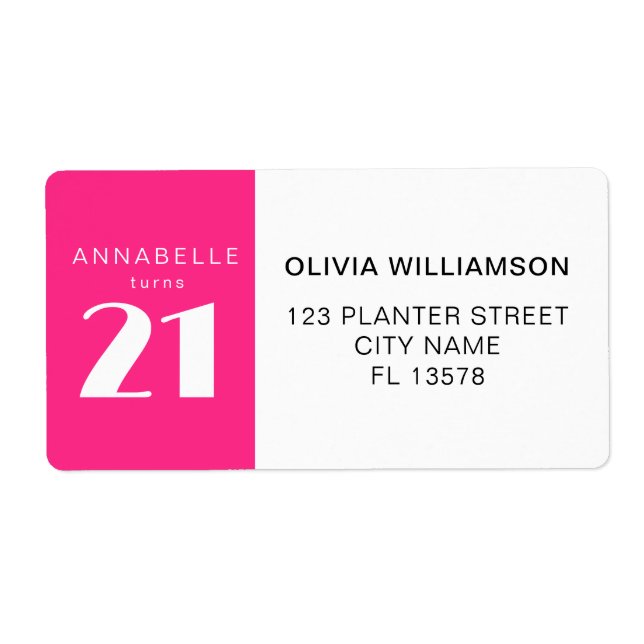 Fête d'anniversaire rose chaud moderne 21e Vingt e (Devant)