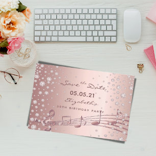 Fête d'anniversaire rose gold glamour, carte à con