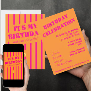 Fête d'anniversaire rose vif Invitation