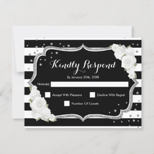 Fête d'anniversaire RSVP - Carte blanche noire en 