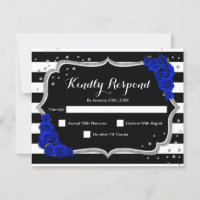 Fête d'anniversaire RSVP - Carte bleue royale noir