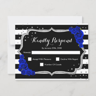 Fête d'anniversaire RSVP - Carte bleue royale noir