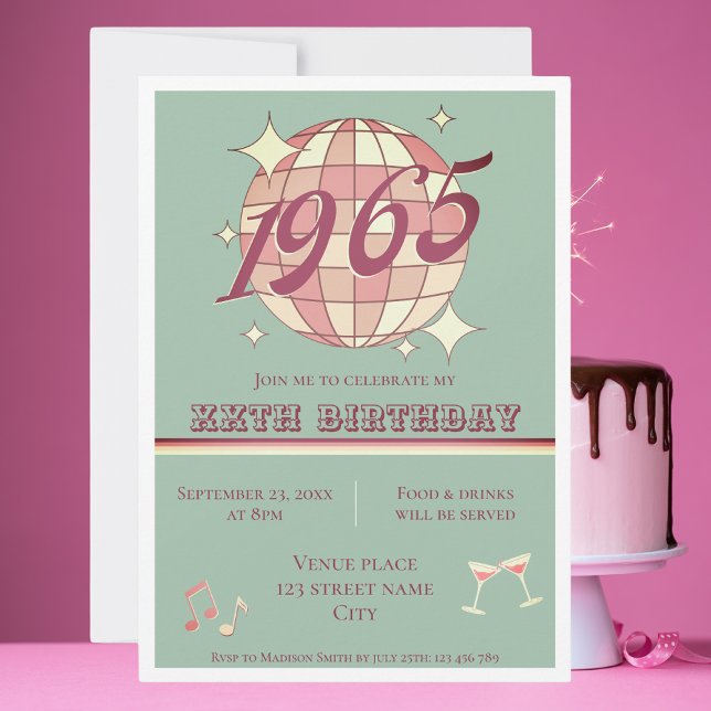Fête d'anniversaire vintage Invitation née en 1965 (Créateur téléchargé)