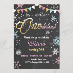 Fête d'anniversaire Winter Onederland invitation G