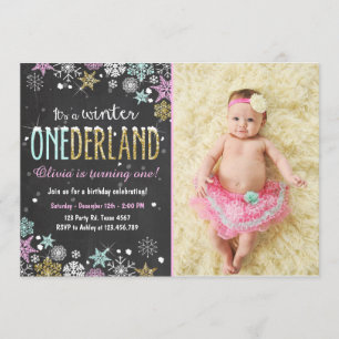 Fête d'anniversaire Winter Onederland invitation G