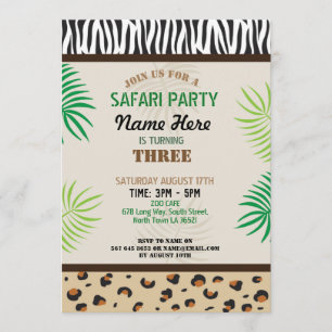 Fête d'anniversaire Zoo Safari Invitation animal