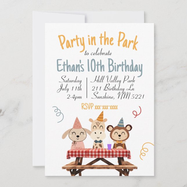Fête dans le parc Invitation d'anniversaire (Devant)
