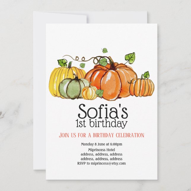 fête d'automne, citrouille, automne, invitation (Devant)