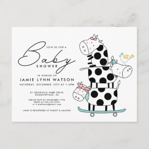 FETE DE BÉBÉ   Carte postale de vaches gribouillée