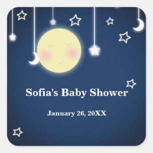 Fête de Bébé Céleste Lune Étoiles Autocollants