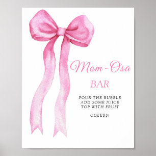 Fête de bébé fille avec un nœud rose - Affiche de