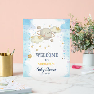 Fête de Bébé Planète Étoiles Nuages Bleus