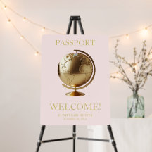 Fête de bébé voyage Passeport Globe Doré