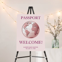 Fête de bébé voyage Passeport Globe Rose