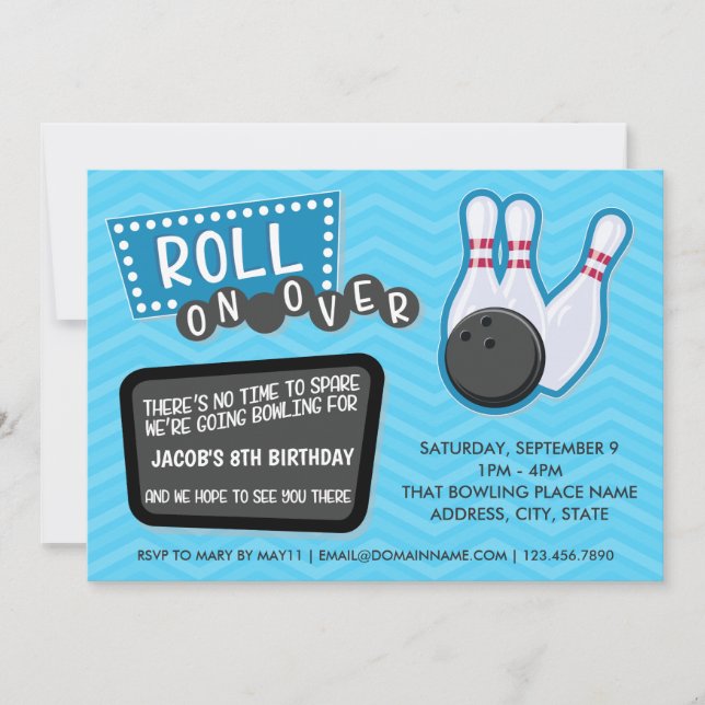 Fête de Bowling Anniversaire Sur Invitation (Devant)