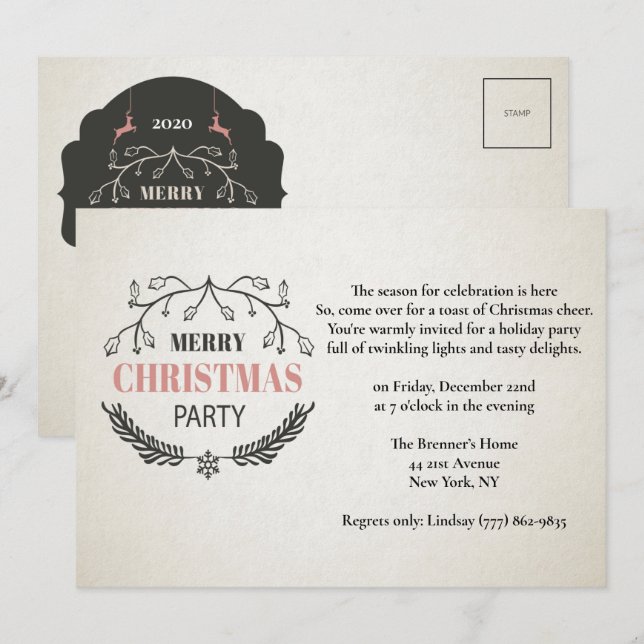 Fête de conception de cartes postales de Noël de s (Devant / Derrière)