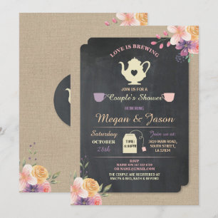 Fête de Couple LOVE IS BREWING Invitation Théière