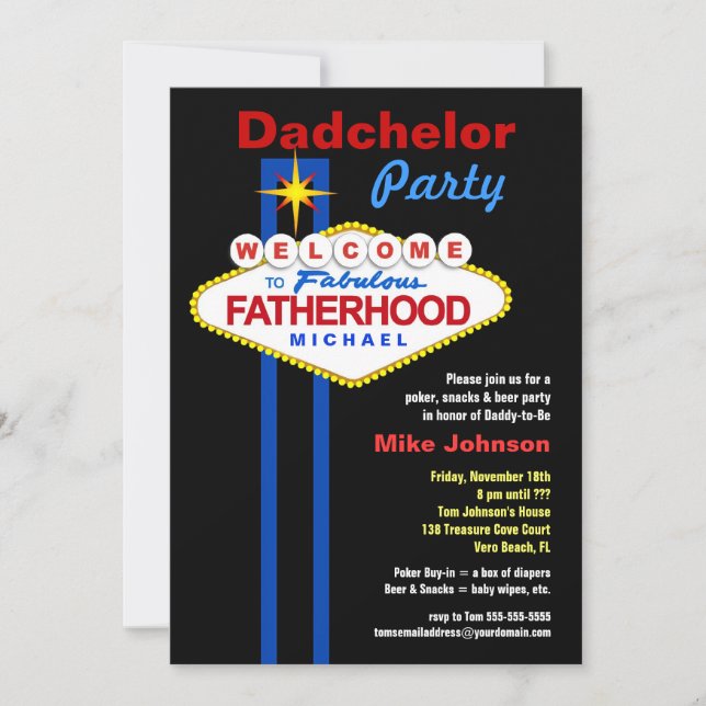 Fête de Dadchelor - Invitations de douches de Dadd (Devant)