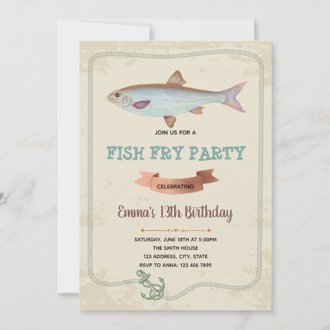 Fête de friture de poisson INVITATION (Devant)