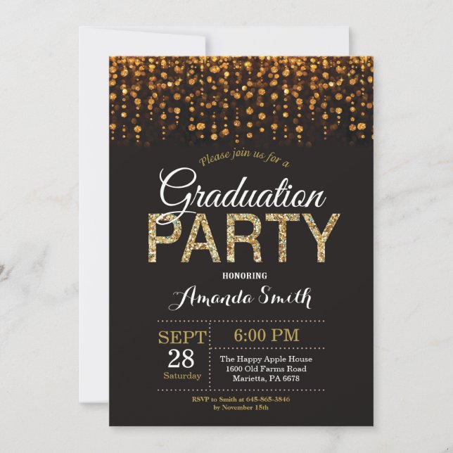 Fête de graduation Invitation à la Parties scintil (Devant)