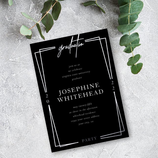 Fête de Graduation moderne Black Foil Invitation (Créateur téléchargé)