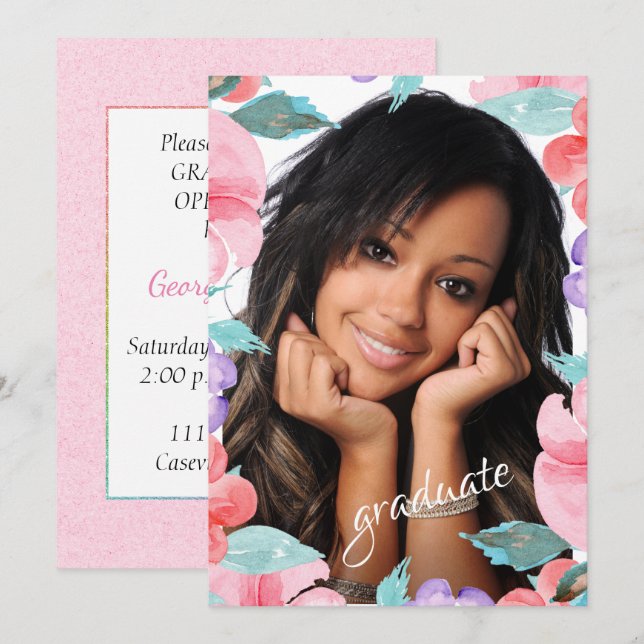Fête de graduation - Photo Invitation (Devant / Derrière)