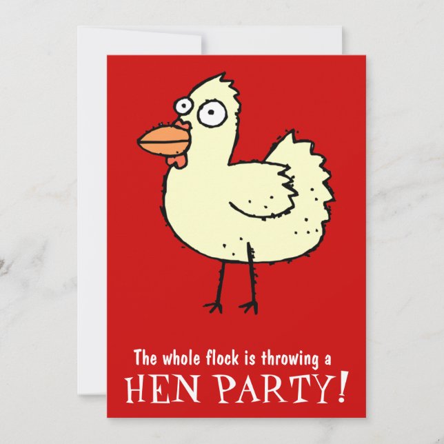 Fête de Hen ! Invitation du White Hen Bachelorette (Devant)