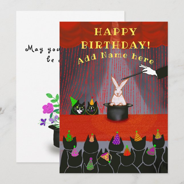 Fête de la magie de chat chaque année Carte Plat (Devant / Derrière)