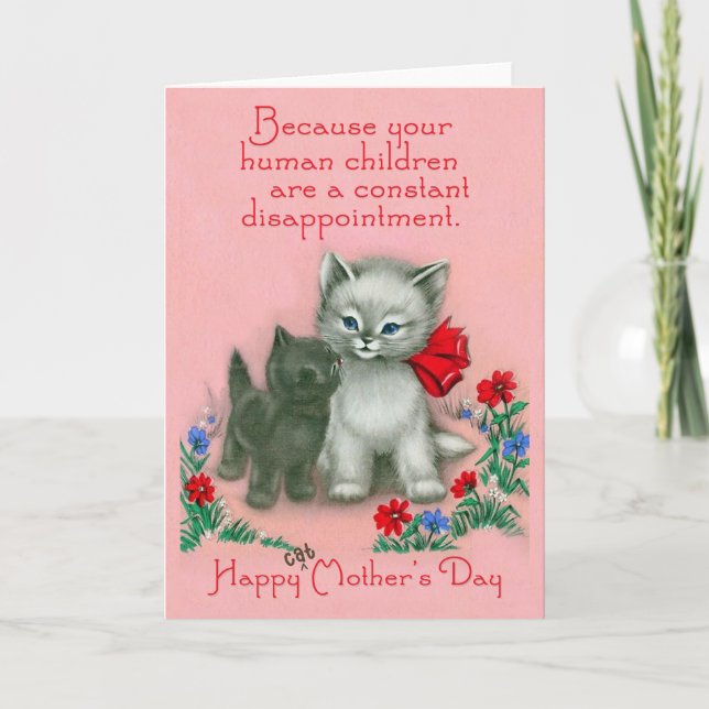 Fête de la mère du chat - drôle Carte de la fête d (Devant)