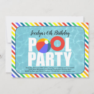Fête de la piscine de la fille Invitation de fête 